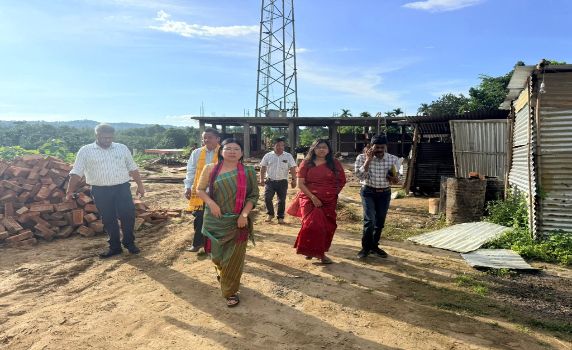 Tripura minister Santana Chakma inspects progress of various projects at Pecharthal.